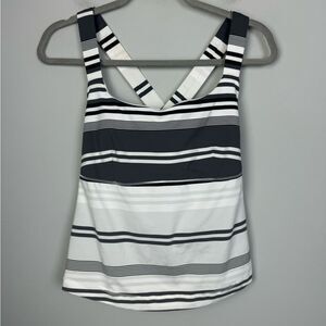 LULULEMON | Track and Train Tank White Gray Black Stripe Women’s Size 10